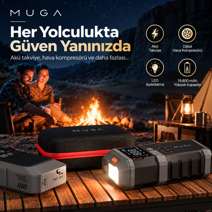 Muga 19.800 mAh Akü Takviye Cihazı & Dijital Hava Kompresörü